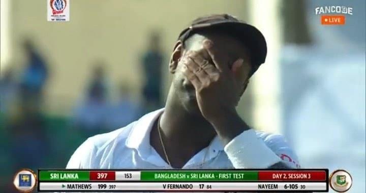 Watch: Angelo Mathews dismissed for 199; his reaction says it all